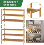 kiplant 3-Tier Shoe Rack for Closet, Bamboo Wood Shoe Rack for Indoor & Outdoor, Stackable Shoe Organizer for Entryway (Natur