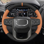 MEWANT Steering Wheel Cover for GMC Sierra Steering Wheel Cover for GMC Sierra 1500 / Sierra 1500 Limited/Sierra 2500 / Sierra 3500/ Yukon (XL) Hive Microfiber Leather