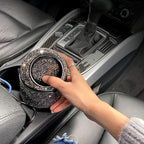 Bling Rhinestone Auto Garbage Can Car Trash Can with Lid Mini Garbage Bin for Automotive Car, Home, Office, Kitchen, Bedroom (B)