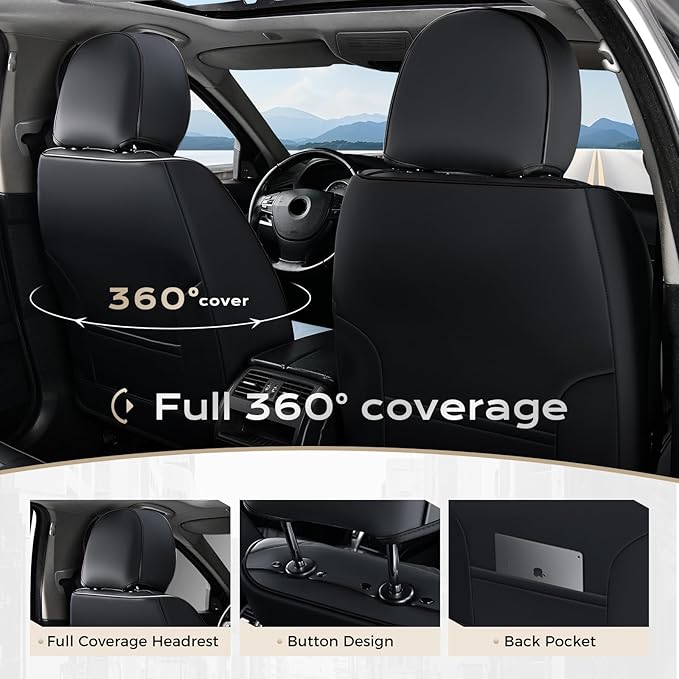 Coverado Car Seat Covers, Front Covers for Cars, Car Seat Cover Front Seats, Automotive Seat Cover, Waterproof, Leather Car S