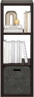 Furinno Cubicle Book Shelf, 3-Cube Bookshelf, Extra Thick Frame Horizontally & Vertically Reversible Bookcase with Open Back,