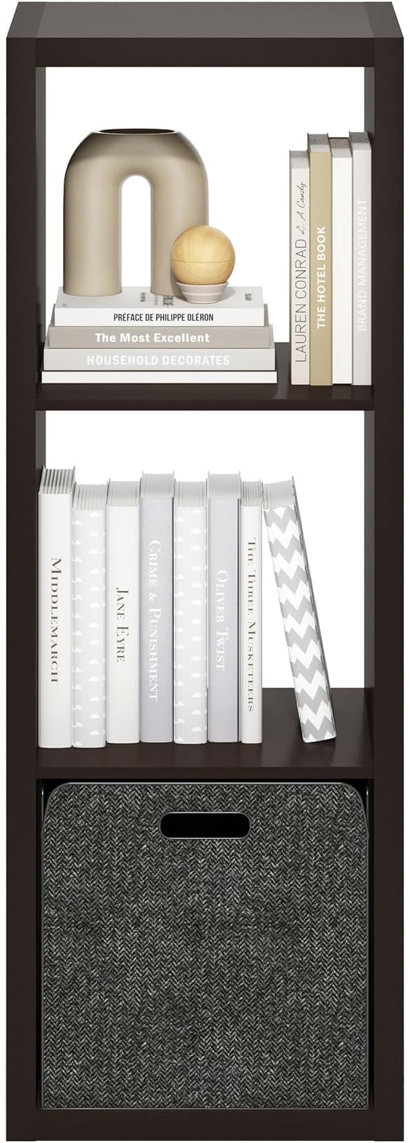 Furinno Cubicle Book Shelf, 3-Cube Bookshelf, Extra Thick Frame Horizontally & Vertically Reversible Bookcase with Open Back,