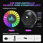 2 Pack Car Interior LED Lights, Round RGB Sound Activated Music Rhythm Light, 10 Color Mood Lighting for Car Decoration, RV, Birthday Gift, Gaming Room, Bedroom