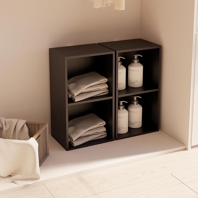 Book Shelf, 2-Tier Bookcase, Wooden Open Cube Storage Organize, 9.3 x 11.8 x 21.1 Bookshelf for Living Room, Bedroom, Home Of