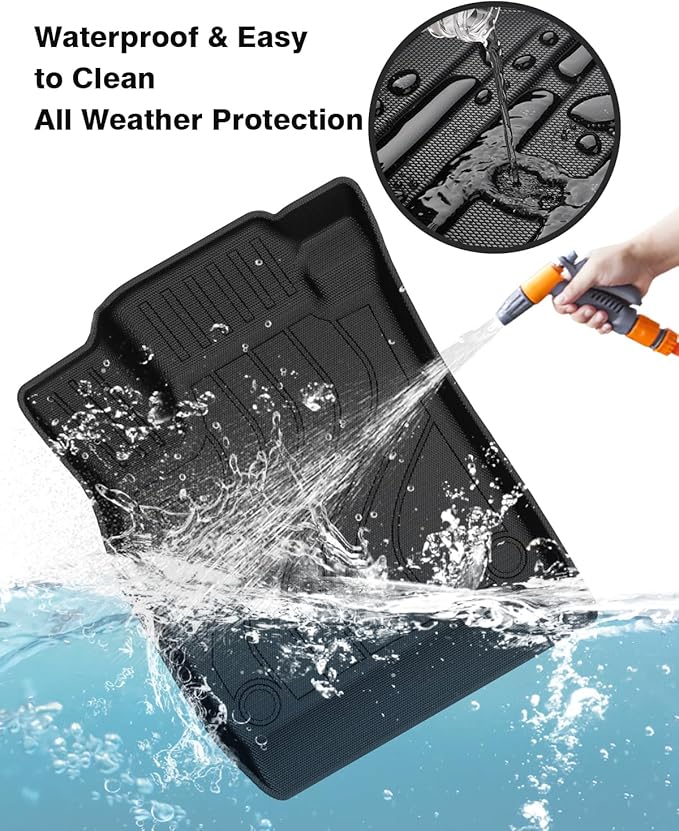 Powerty Floor Mats for Honda Accord 2023-2025 2026 (Include Hybrid) Accessories All Weather Floor Liner 3D TPE 1st & 2nd Row Floor Mat Heavy-Duty Floor Liners