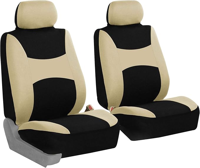 FH Group Car Seat Covers Front Set Cloth - SeatCovers for Low Back Car Seats with Removable Headrest,Universal Fit,Automotive