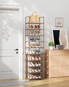 Kitsure Shoe Rack - 10-Tier Shoe Organizer with Detachable Fabric Shelves & Metal Frame, Tall Shoe Rack for Closet, Entrance,