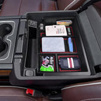 EDBETOS Center Console Organizer Tray Compatible with Chevy Silverado/GMC Sierra Accessories 2014-2018 and Chevy Tahoe Suburban/GMC Yukon 2015-2020 (Full Console w/Bucket Seats ONLY),Red