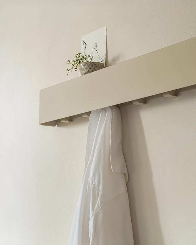 Kazai.® Coat Rack Wall Mount with Shelf 'Tone' | Modern Design Coat Hanger with Hidden Hooks and Storage | Hat Rack with Shel