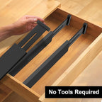Bamboo Drawer Dividers Organizers, Kitchen Drawer Organizer, Adjustable Drawer Divider for Clothes, Kitchen, Dresser, Bedroom