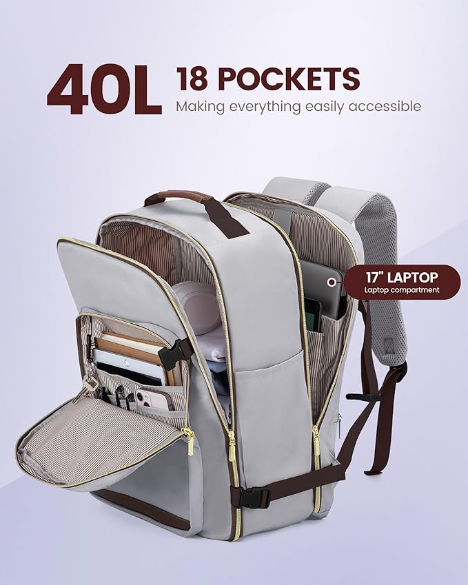 LOVEVOOK Travel Backpack for Women & Men 40L,Airline Approved Carry On Backpack Travel Essential,TSA Carry on Luggage,Persona