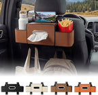 Backseat Car Organizer, 4 in 1 Multifunctional Car Back Seat Storage Organizer with Tissue Box, 2 Cup Holders, Phone Stand and Hooks, Automotive Seat Back Organizers (Brown)