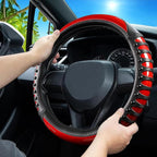 Car Leather Steering Wheel Cover - Carbon Fibre Material, Universal 14.5-15 Inch Leather Anti-Slip Breathable Auto Steering W