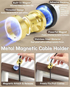 Magnetic Cord Clips 6 Pack, Maveek Wire Organizer Metal Cable Clips Adhesive Cable Management for USB Charging Cords, Desk Office Car Dash Cam Nightstand (Premium Gold Edition)