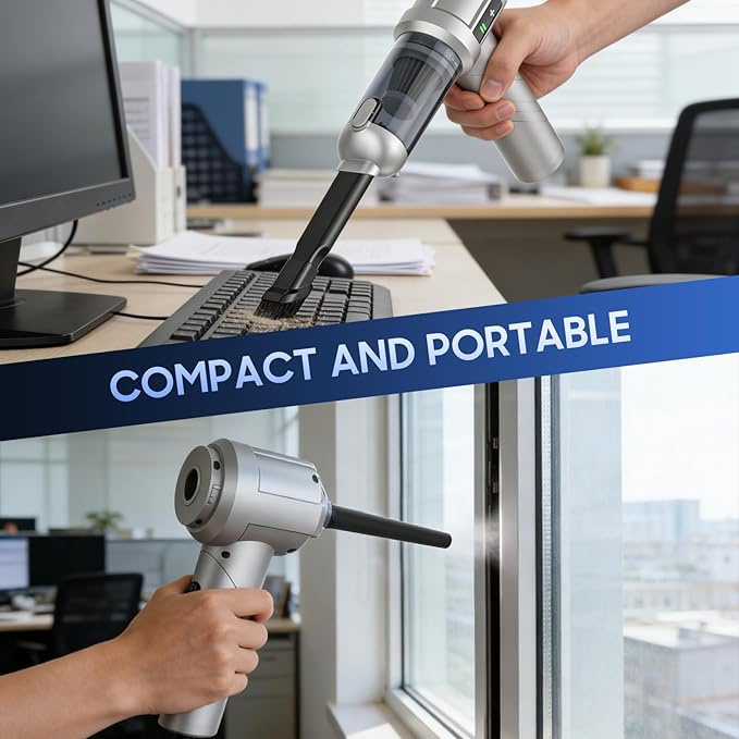 car Vacuum Portable Cordless, 18000PA Brushless Motor Hand Held Vacuum,Air Duster, 120W High Power Mini Vacuum Cleaner Foldab