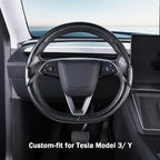 Steering Wheel Cover for Tesla Model 3 2024-Present Highland/Tesla Model Y Juniper 2025-Present, Carbon Fiber Steering Wheel Cover for Tesla Model 3 Highland/Y Juniper Accessories, Matte Black