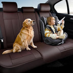 Coverado Rear Seat Covers for Cars, Brown Back Seat Protector, Back Seat Cover for Kids, 3-Pieces Waterproof Car Seat Cushion