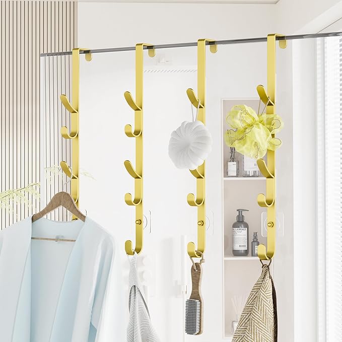 Kaiferty Over The Door Hooks, Metal Door Hooks for Hanging, Over The Door Purse Organizer for Door Coat Hanger, Back of Showe