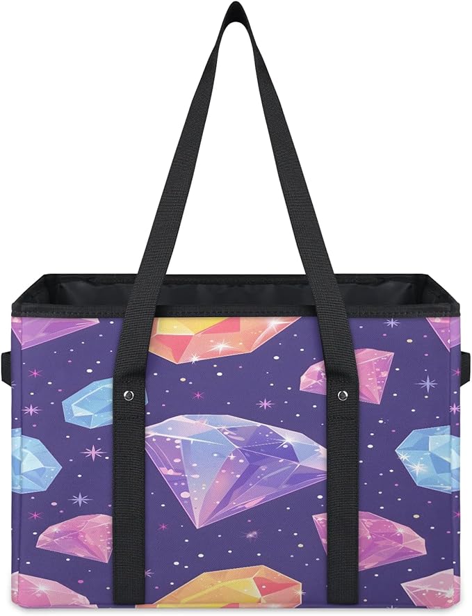 Reusable Grocery Bag, Foldable Large Shopping Tote Bag for Groceries Kitchen Picnic Car Trunk