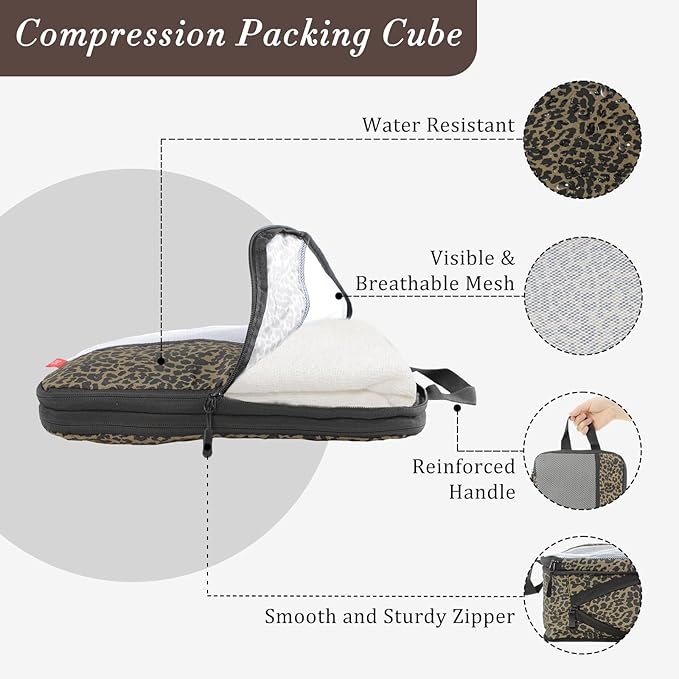 U+U 6 Set Compression Packing Cubes - Ultralight Travel Organizers with Laundry Bag, Space-Saving Suitcase Organizer, Expanda