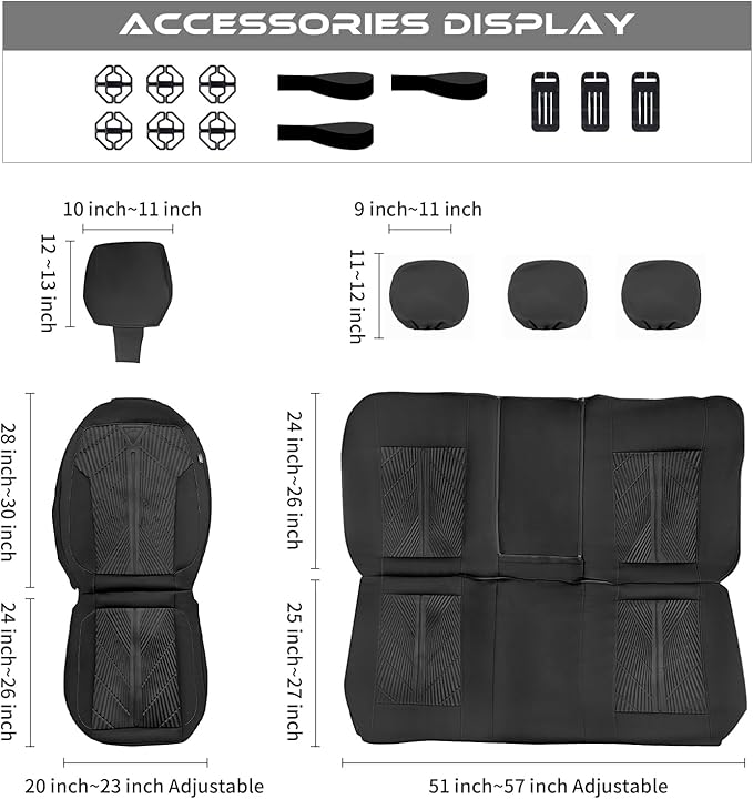 CAR PASS Waterproof Car Seat Covers Full Set,Neoprene Wetsuit, All-Weather Non-Slip Durable, Universal Fit for SUV, Sedans, T
