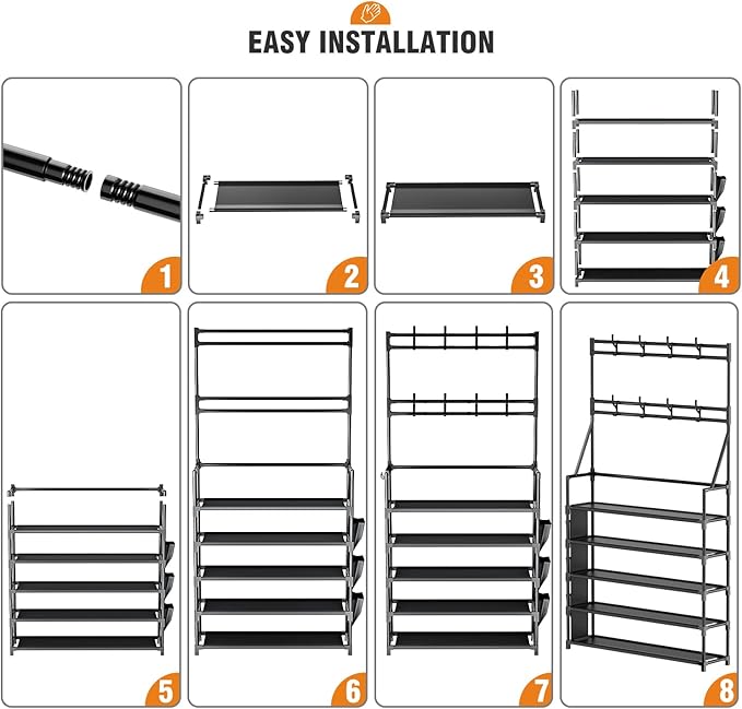 OYREL Shoe Rack 5 Tier Shoe Racks Organizer 20-25 Pairs Shoes Rack for Closet Entrance Shoe Storage Organizer with Hooks and 