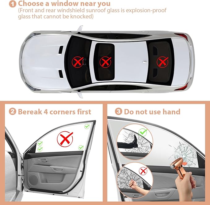 Window Breaker Seatbelt Cutter, 3-in-1 Emergency Escape Tool with Car Safety Hammer, Safety Emergency Car Escape Tool for Car