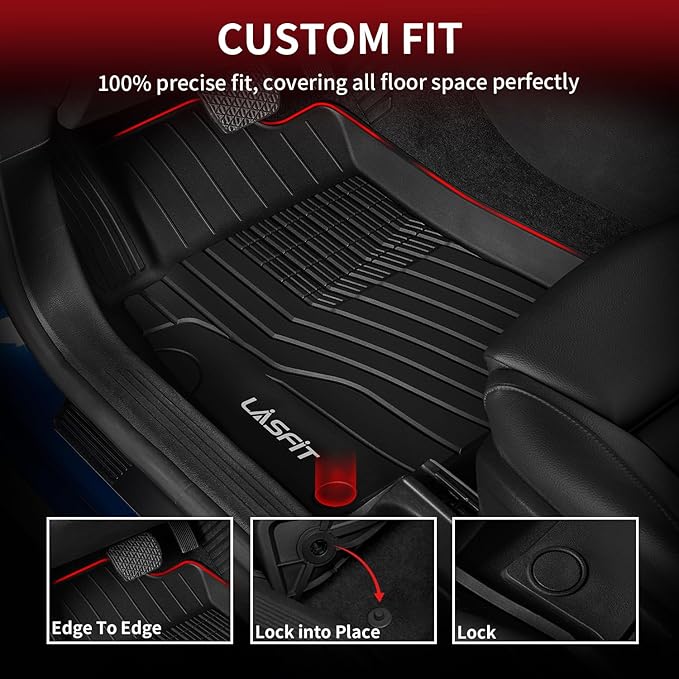 LASFIT Floor Mats for Mercedes Benz GLB 250/35 AMG 2026 2025 2024 2023 2022 2021 2020, All Weather TPE Custom Fit Floor Liners for Mercedes Benz GLB250 & GLB35 AMG 1st & 2nd Car Mats, Black