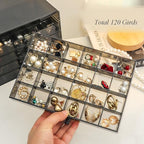 YUFONG Earring Storage Box Organizer, Acrylic Jewelry Storage Box Holder 5 Drawers Transparent Jewelry Display Stand with 120