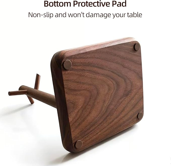 Solid Black Walnut Wooden Key Tray, Multi-Functional Key Bowl for Entryway Table, Key Holder Stand equipped with 3 Hooks, Woo