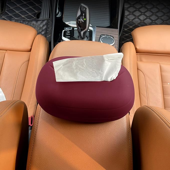 Car Tissue Holder,Silicone Tissue Box Cover with Adjustable Strap,Car Tissue Box Organizer for Backseat, Center Console and Sun Visor(7.4 * 5.1 * 2.5in)