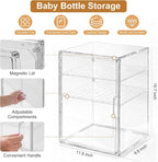 ERTIUANIO Baby Bottle Organizer – 3 Tier Bottle Storage Organizer Baby for Bottles, Nipples, Pump Parts, Food Jars – Clear Nu