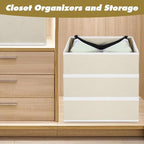 12 Pack Linen Drawer Organizer Set – Collapsible Fabric Storage Bins for Baby Clothes, Diapers, Socks, Bras & More (Beige, 3 