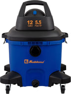 Koblenz Wet-Dry Vacuum, 12 Gallon Tank, 5.5 HP Vacuum Cleaner with 2-1/2" in x 7' Locking Hose, with a Blower Function, Blue/