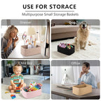 OIASKET 4 Pack Small Storage Shelf Baskets for Organizing, Mini Woven Rope Storage Bins for Towels, Cute Decorative Closet Or