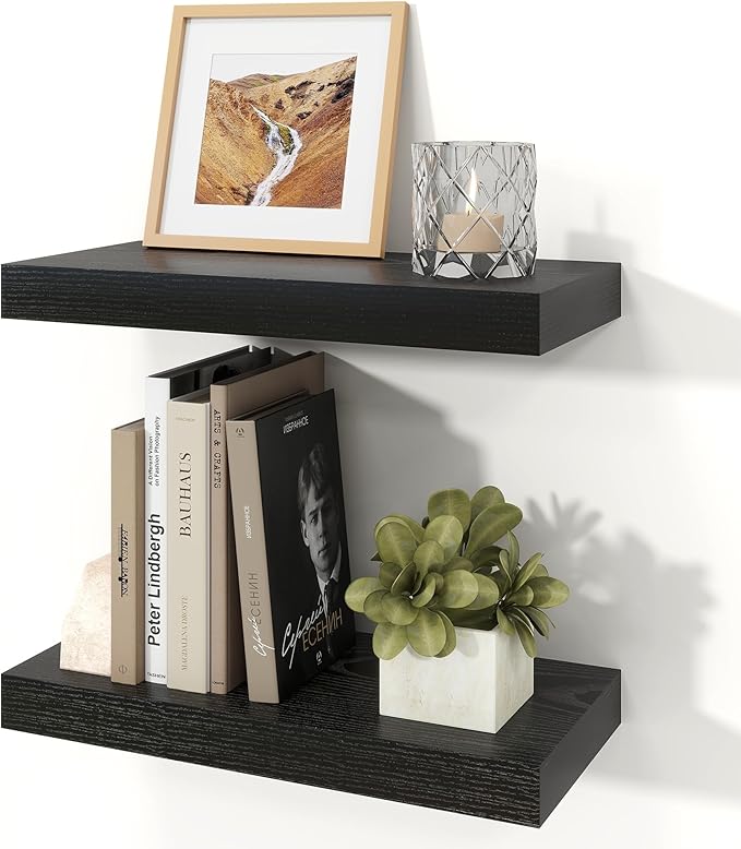 Floating Shelves for Wall, 7.9" Deep Wall Mounted Wood Shelves for Bathroom, Bedroom, Living Room, Kitchen, Hanging Shelf for