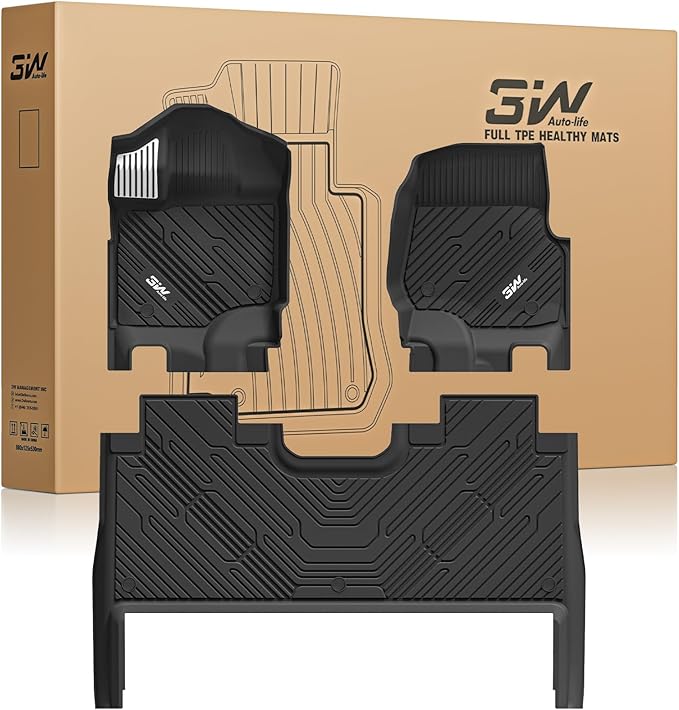 3W Floor Mats (with Metal Pedals) Fit for Ford F-150 2015-2026 & F150 Lightning 2022-2025 SuperCrew, TPE All Weather Car Mats Custom Fit Accessories (w/s Original fold Under-Seat Storage Box)