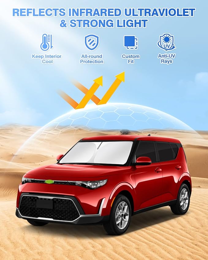 Window Shades for Kia Soul 2020-2025 2026 Accessories Windshield Sun Shade Side Rear Window Covers Sunshade Sun Visor Shield Privacy Protection Keep Vehicle Cool Black 6PCS