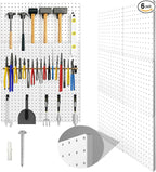 Peg Board, 6 Pack Metal Pegboard Panels White Pegboards Wall Organizer with Bent Frame Large Heavy Duty Peg Board for Walls H
