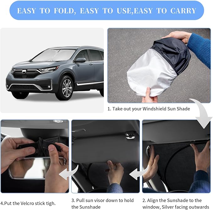 for Honda CR-V CRV 2017-2022 Sun Shade Sunshade Windshield Cover, 4-Layer Front Window Shade Custom Fit CRV Sun Visor 240T Foldable Shade Cooler Car Accessories (Not for 2022 Sport)