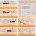 Freebat Clear Acrylic Display Case for Collectibles - 3-Tier Adjustable Figure Display with Magnetic Door & Removable Shelves