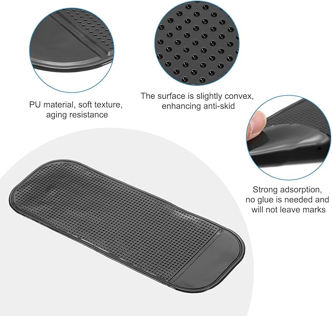 HARFINGTON 5pcs Car Dashboard Anti-Slip Mat 8" x 3" Universal Sticky Dash Pad Washable Reusable Car Non-Slip Mats for Phone K