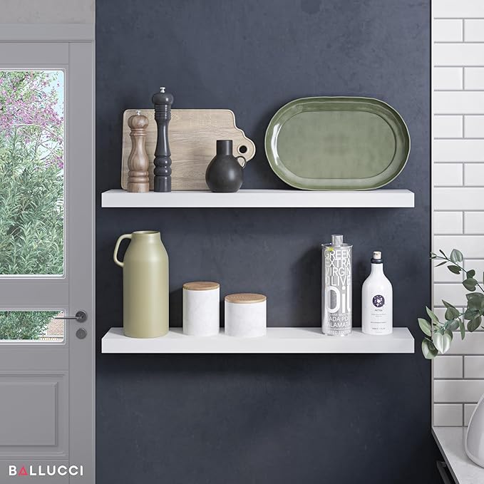 Ballucci Floating Shelves, 36" Wood Wall Shelf Set of 2, with Invisible Brackets for Bathroom, Living Room, Bedroom, Kitchen,