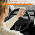 Leather Car Steering Wheel Cover, 15 Inch Anti-Slip Crocodile Pattern Steering Wheel Wrap with Rose Grain, Comfortable Grip W