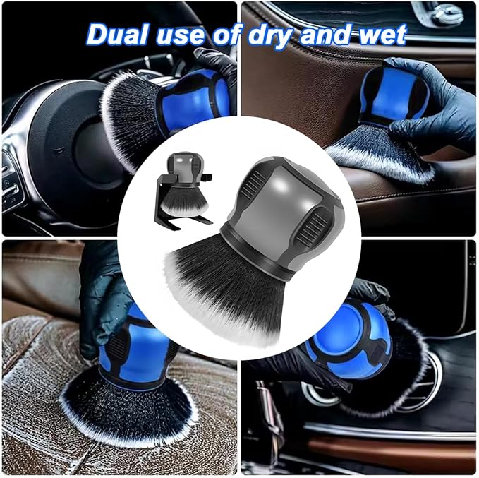 AUCELI Car Detailing Brush, Ultra Soft Auto Interior Dusting Brush with Storage Rack, Car XL Synthetic Brush Cleaning Tool, U