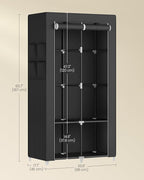 SONGMICS Portable Closet, Wardrobe Closet Organizer with Cover, 2 Hanging Rods and Shelves, 4 Side Pockets, 33.9 x 17.7 x 65.