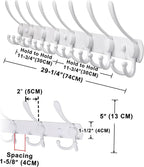 Dseap Coat Rack Wall Mount - 29.5” Long 8-Tri-Hooks Heavy Duty Coat Hanger Rail Wall Hooks for Hanging Coats Hats Clothing Cl