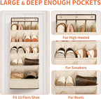 FENTEC 1 Pack Over the Door Shoe Organizers, Hanging Shoe Organizer with Large Deep Pocket Shoe Holder for Closet Shoes Rack 