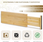 8 Pcs Deep Bamboo Drawer Dividers, Deep Kitchen Dresser Drawer Organizer with Spring Loaded for Clothes, Adjustable Expandabl