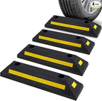 Pyle Curb Garage Vehicle Floor Safety Heavy Duty Rubber Parking Lot Driveway Stopper, for Car Vans Trucks Tire Wheel Guide Block Protect Bumper, 4 Pack PCRSTP11X4, Multicolored